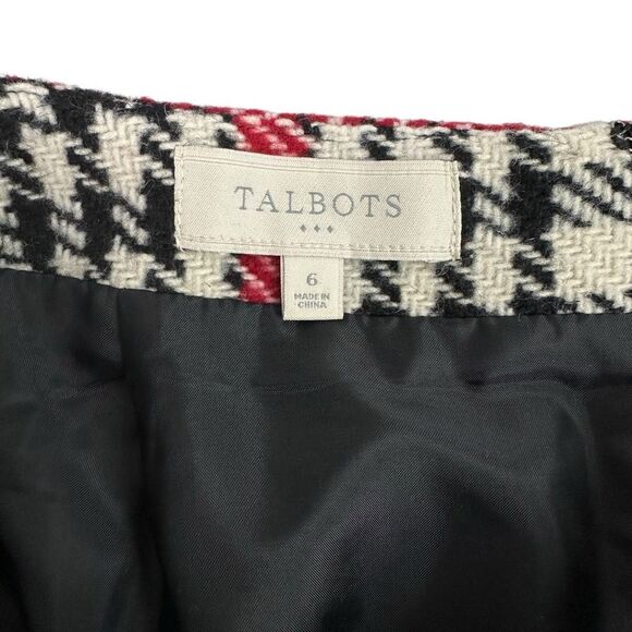 Talbots size 6 Wool Blend Plaid Skirt Black Red - Picture 3 of 5